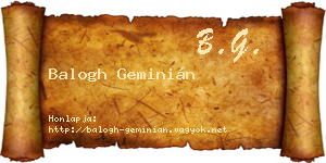 Balogh Geminián névjegykártya