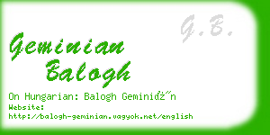geminian balogh business card